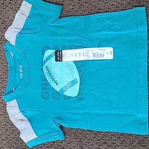 OKIE DOKIE BABY BOYS FOOTBALL T-SHIRT WITH "GREAT GAME" SIZE 9 MONTHS